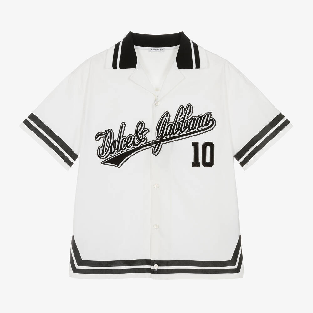 Dolce & Gabbana-Boys White Cotton Poplin Shirt  | Childrensalon Outlet