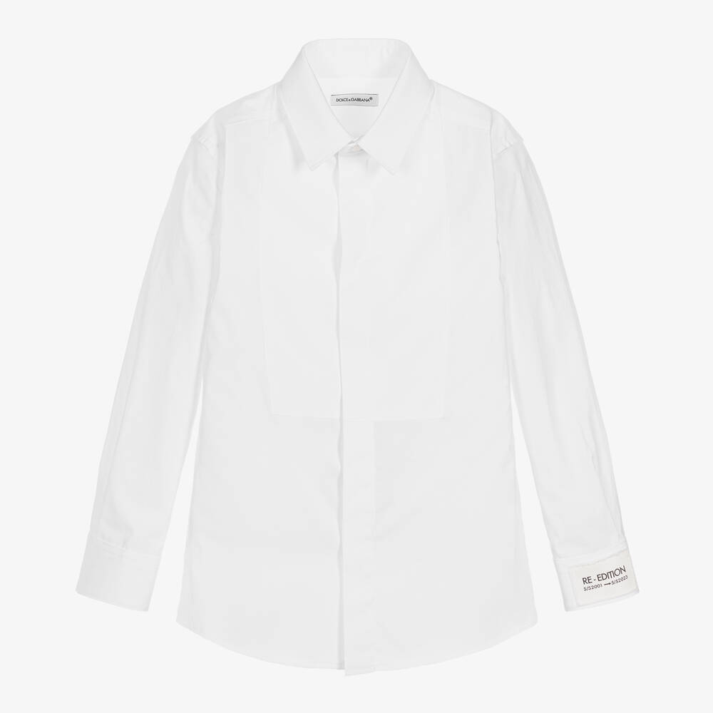 Dolce & Gabbana - Boys White Cotton Re-Edition Shirt | Childrensalon
