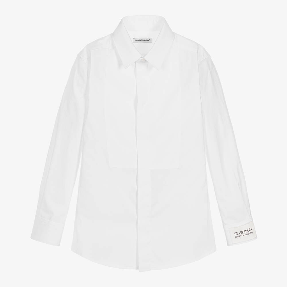 Dolce & Gabbana-قميص قطن بوبلين لون أبيض للأولاد | Childrensalon Outlet