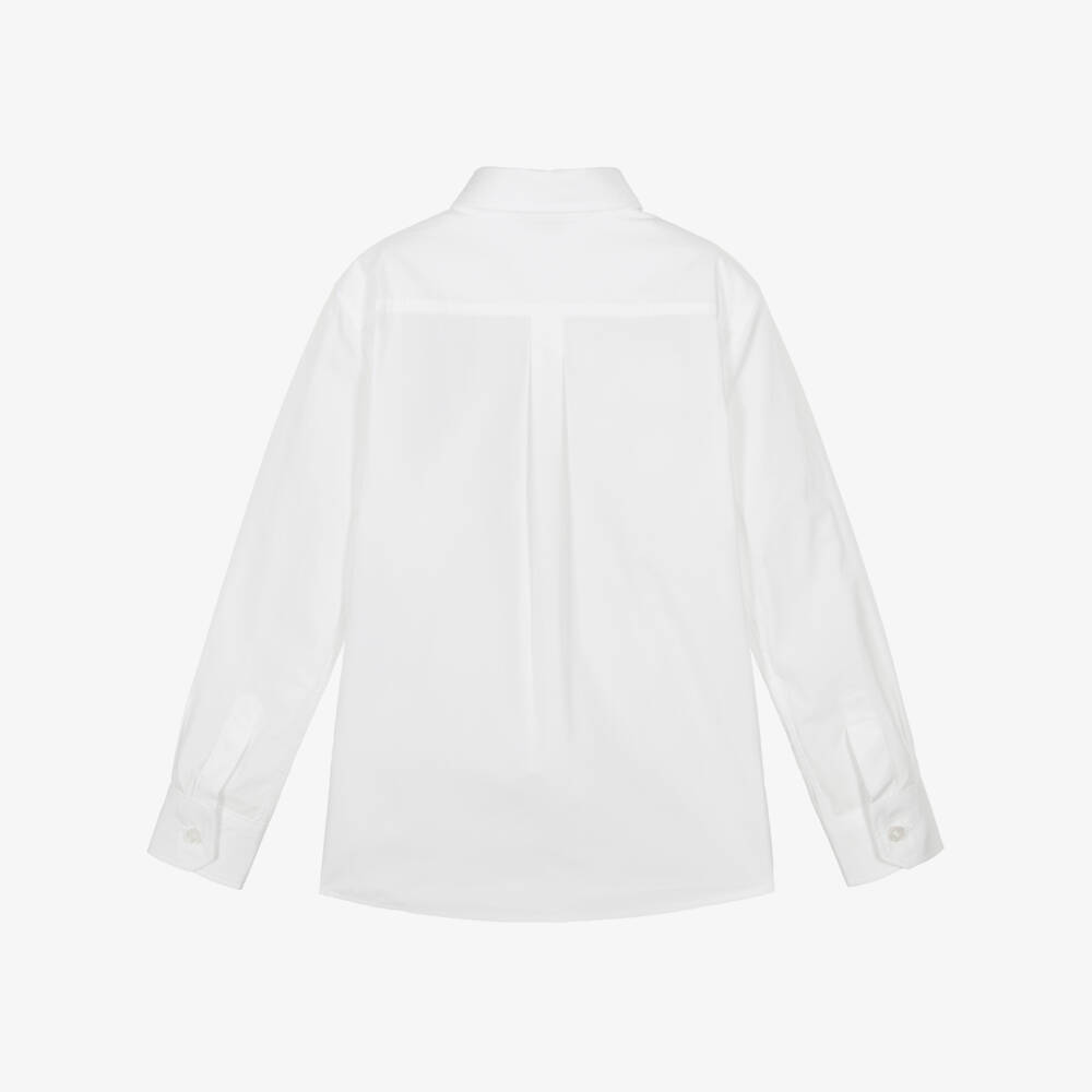 Dolce & Gabbana-Boys White Cotton Shirt with Embroidered DG Crest | Childrensalon Outlet