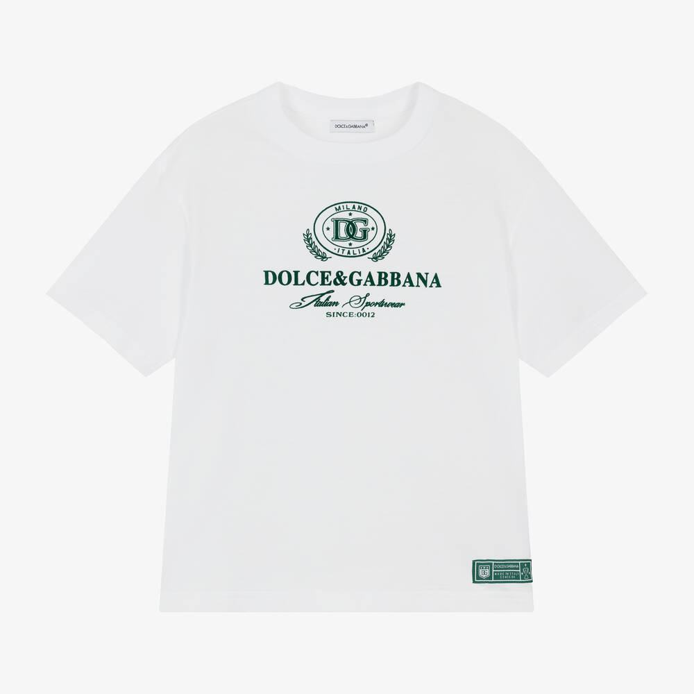 Dolce & Gabbana-Boys White Cotton T-Shirt | Childrensalon Outlet