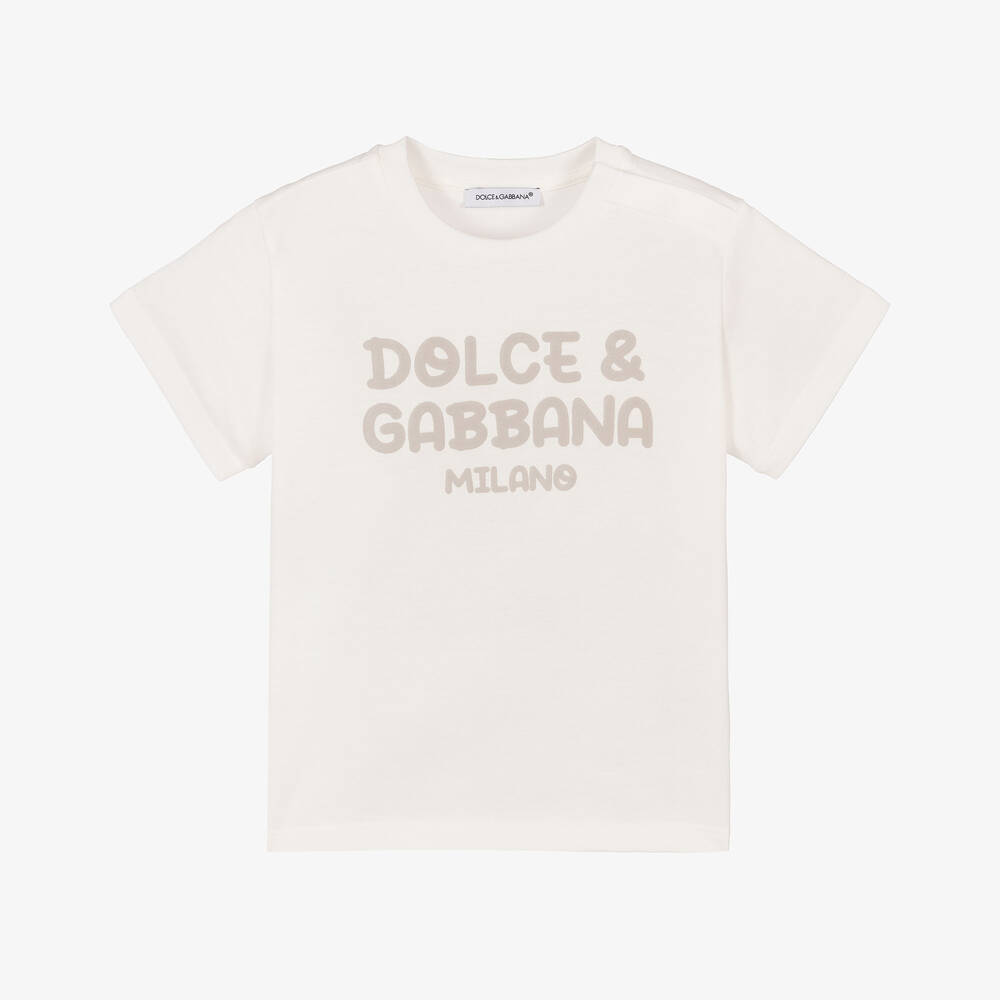 Dolce & Gabbana-Boys White Cotton T-Shirt | Childrensalon Outlet