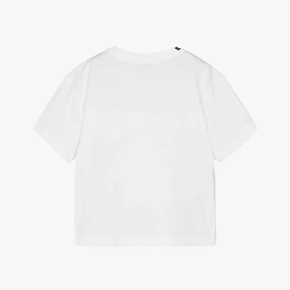 Dolce & Gabbana-Boys White Cotton T-Shirt with Black Majolica DG Logo | Childrensalon Outlet