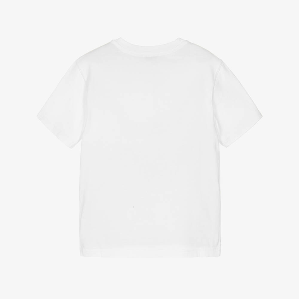 Dolce & Gabbana-Boys White Cotton T-Shirt with Contrasting Black Logo | Childrensalon Outlet
