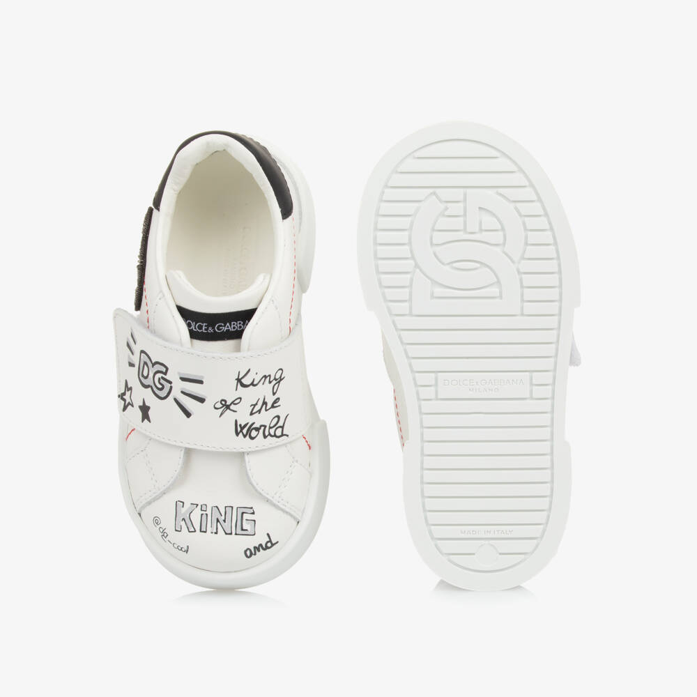 Dolce & Gabbana-White Leather King Doodle Trainers | Childrensalon Outlet
