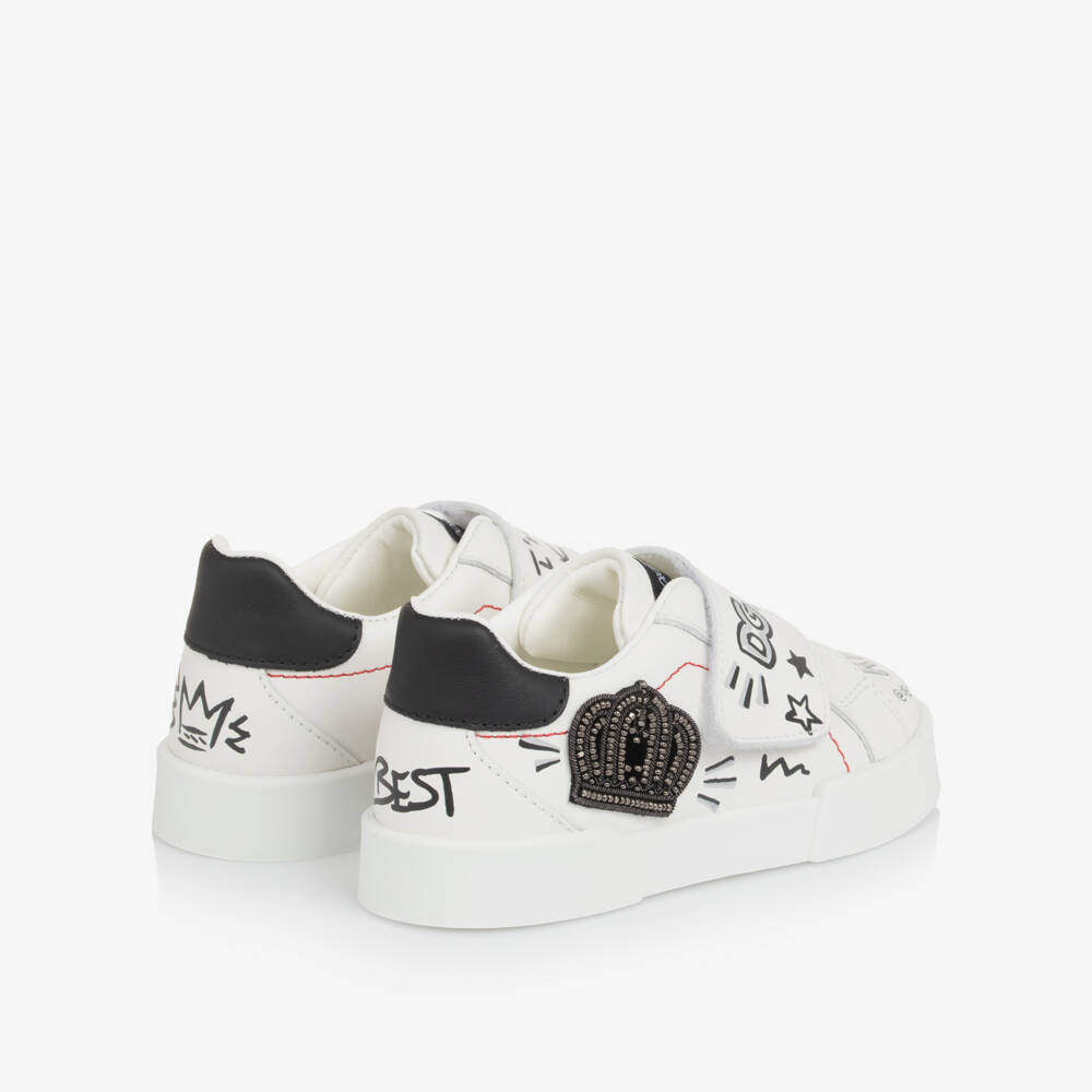 Dolce & Gabbana-White Leather King Doodle Trainers | Childrensalon Outlet