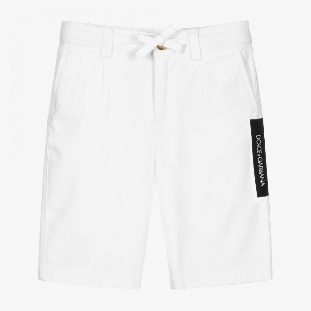Dolce & Gabbana - Boys White Gabardine Shorts | Childrensalon