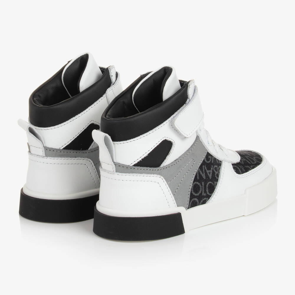 Dolce & Gabbana-Высокие белые кожаные кроссовки | Childrensalon Outlet