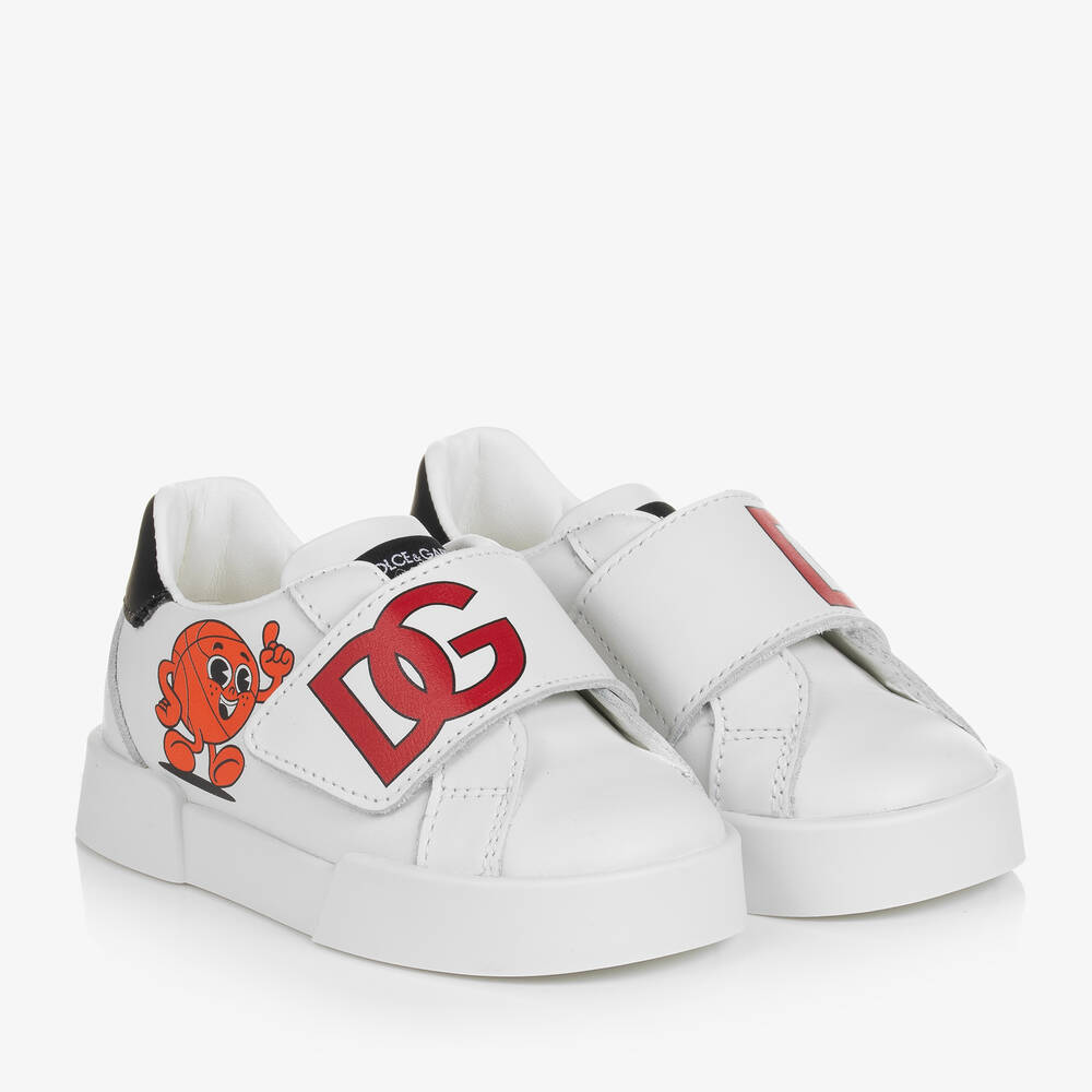 Dolce Gabbana Boys White Leather Basketball Trainers