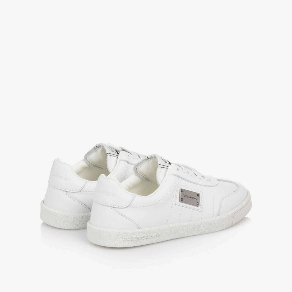 Dolce & Gabbana-Boys White Leather Logo Trainers | Childrensalon Outlet