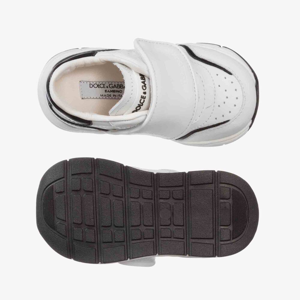 Dolce & Gabbana-ترينرز جلد لون أبيض وأسود للأولاد | Childrensalon Outlet