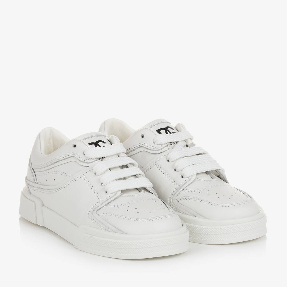 Dolce & Gabbana - Boys White Leather Trainers | Childrensalon