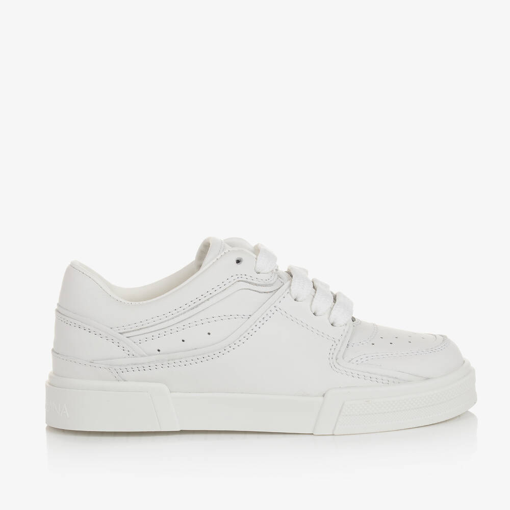 Dolce & Gabbana-Boys White Leather Trainers | Childrensalon Outlet