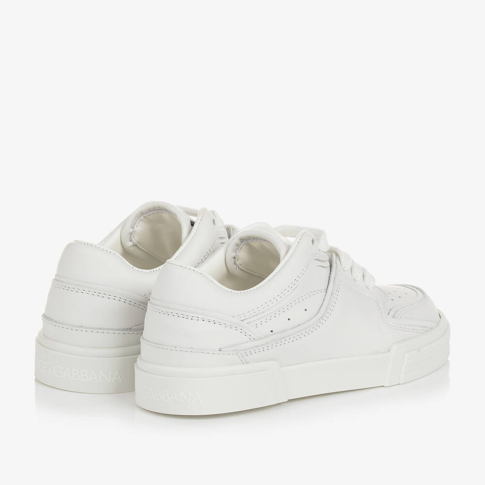Dolce & Gabbana-Boys White Leather Trainers | Childrensalon Outlet