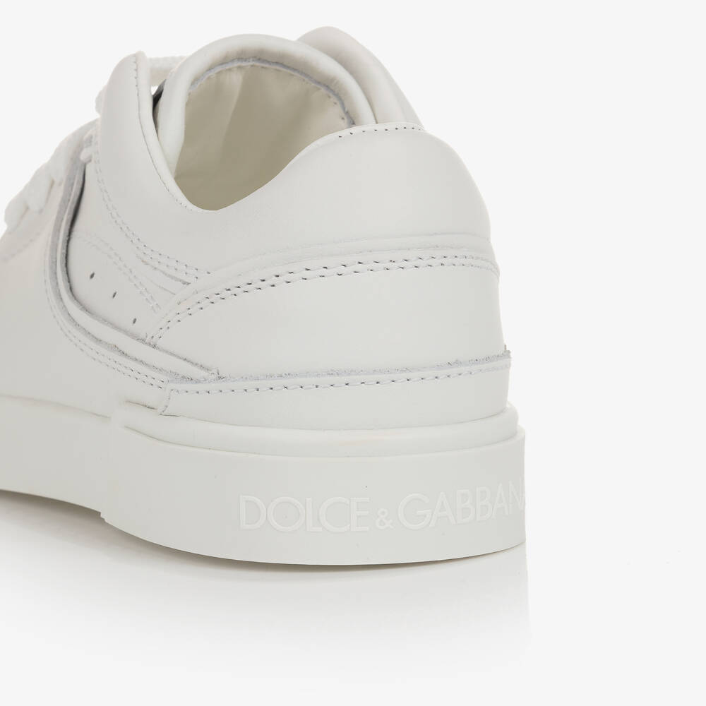 Dolce & Gabbana-Boys White Leather Trainers | Childrensalon Outlet