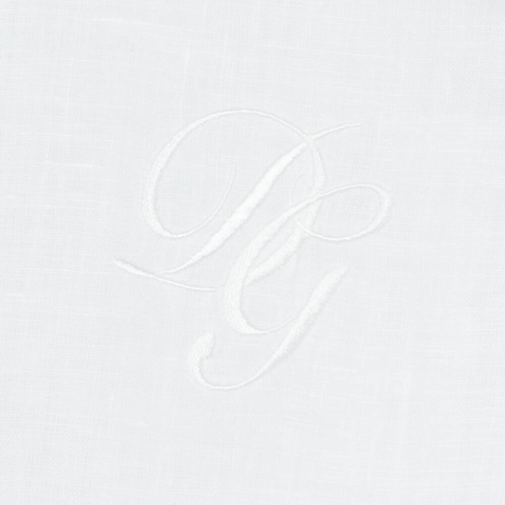 Dolce & Gabbana-Boys White Linen DG Logo Shirt | Childrensalon Outlet