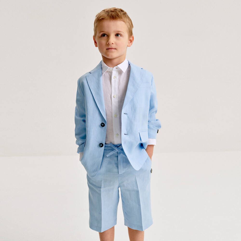 Dolce & Gabbana-Boys White Linen DG Logo Shirt | Childrensalon Outlet