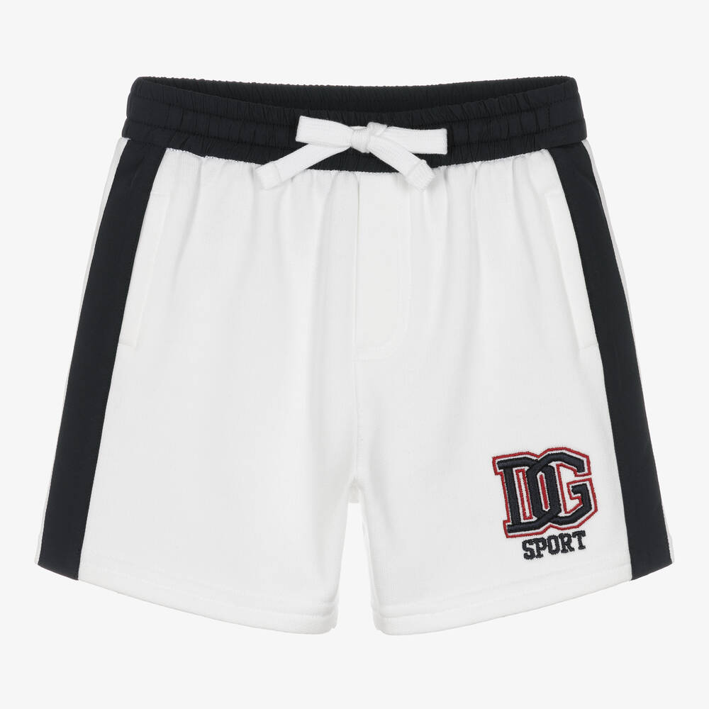 Dolce & Gabbana - Boys White & Navy Blue Logo Shorts | Childrensalon