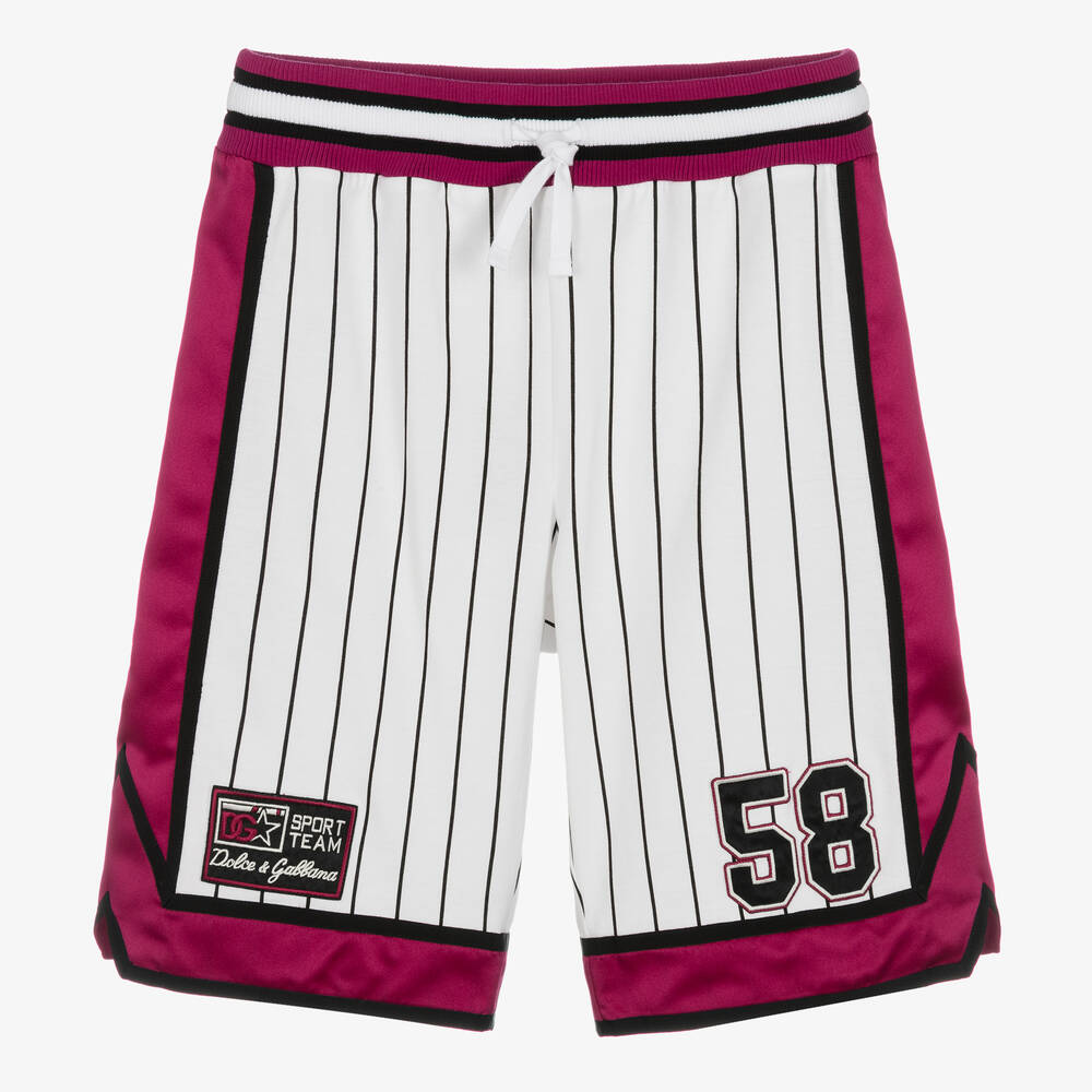 Dolce & Gabbana - Boys White & Purple Striped Shorts | Childrensalon