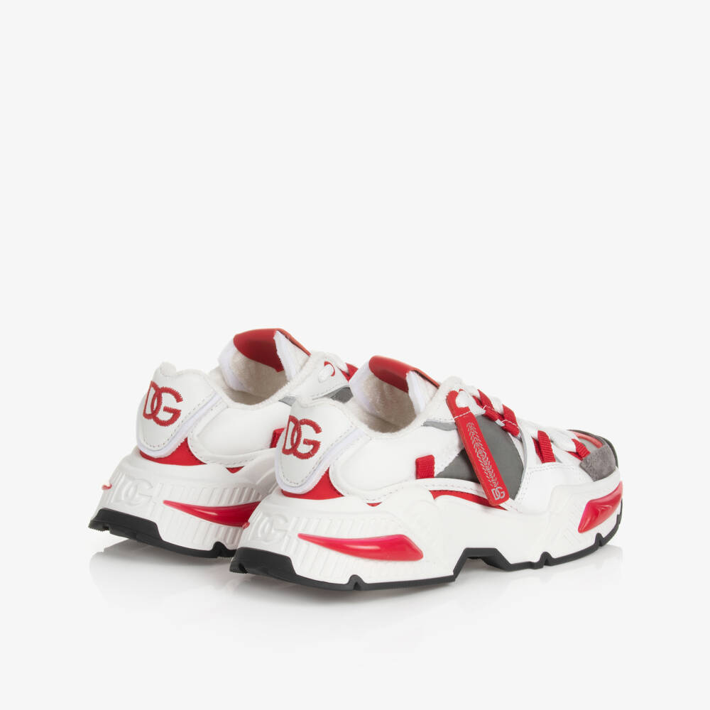 Dolce & Gabbana-Boys White & Red Airmaster Trainers | Childrensalon Outlet