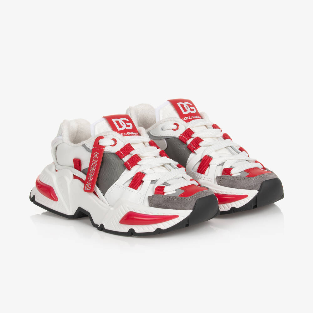 Dolce & Gabbana - Boys White & Red Airmaster Trainers | Childrensalon