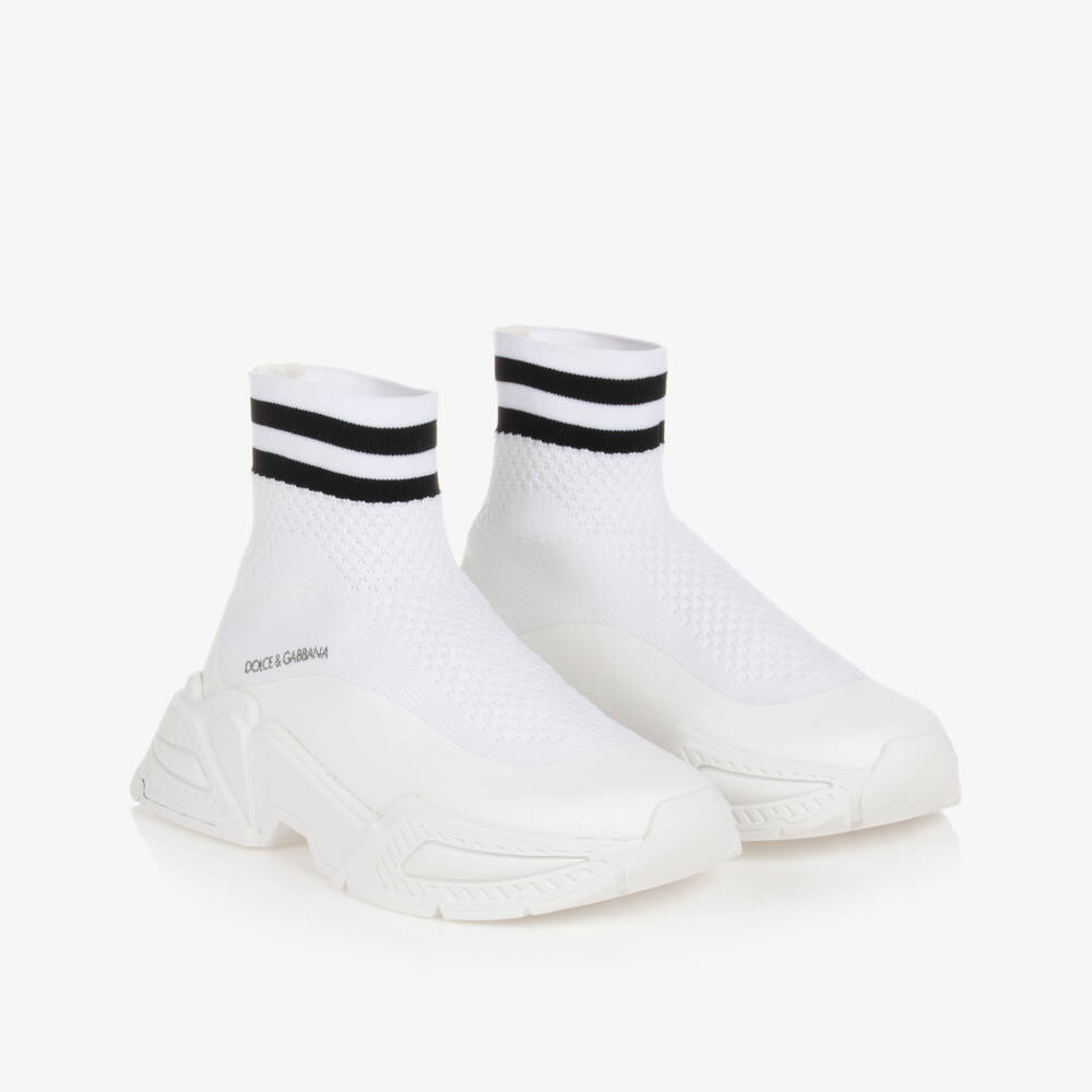 Dolce & Gabbana-Boys White Sock Trainers | Childrensalon Outlet