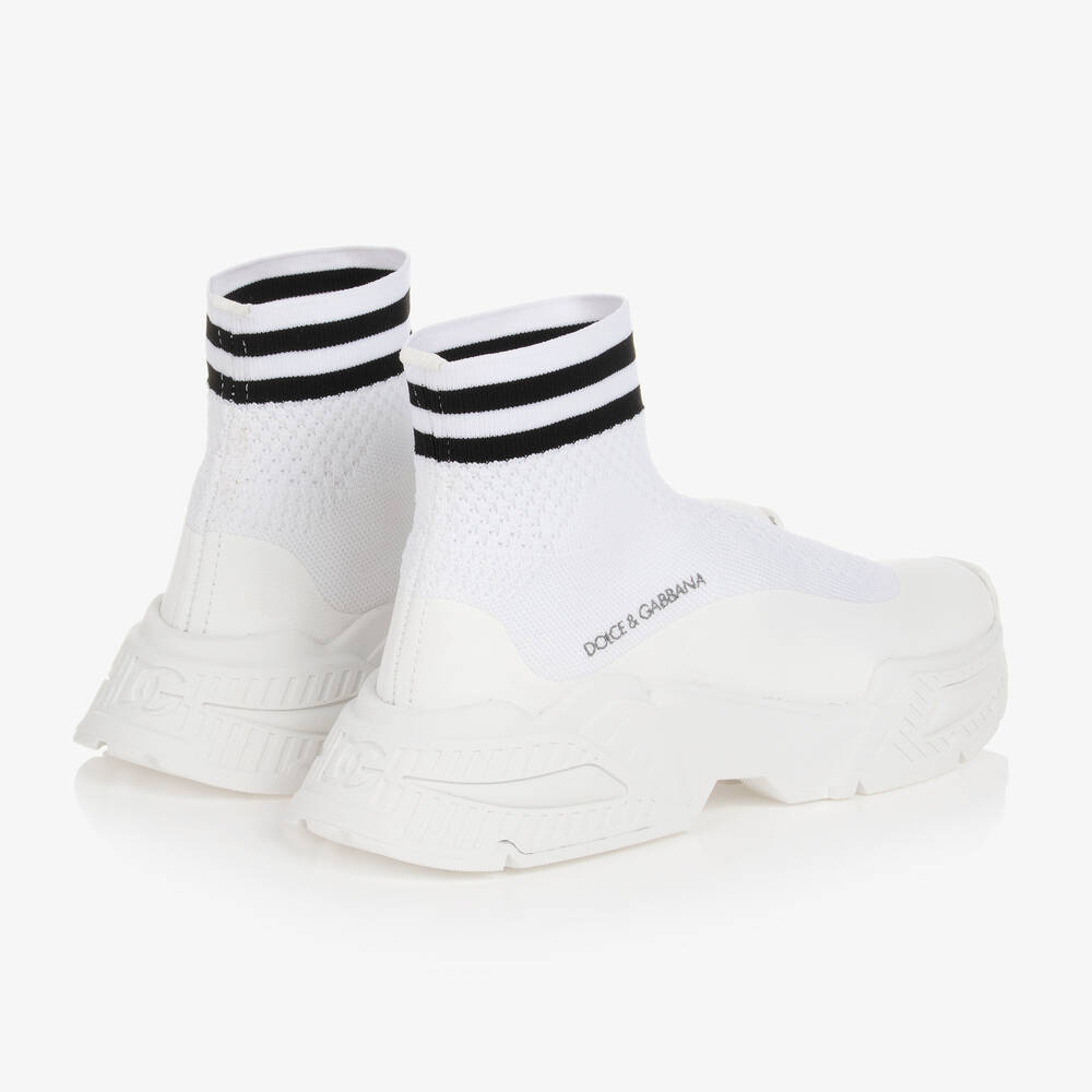 Dolce & Gabbana-Boys White Sock Trainers | Childrensalon Outlet
