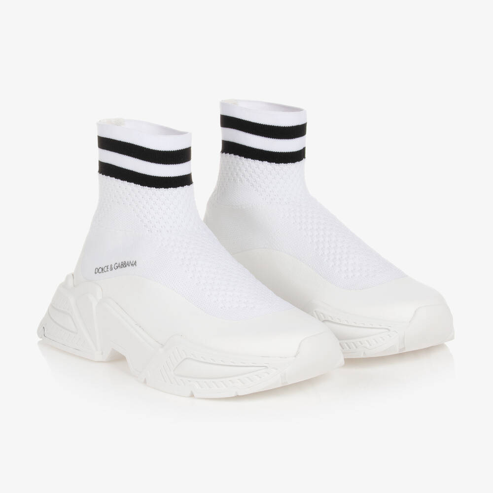 Dolce & Gabbana - Boys White Sock Trainers | Childrensalon