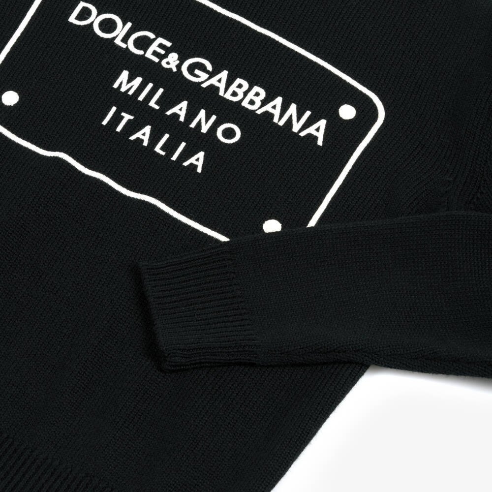 Dolce & Gabbana-Boys Wool Black Knit Jumper | Childrensalon Outlet