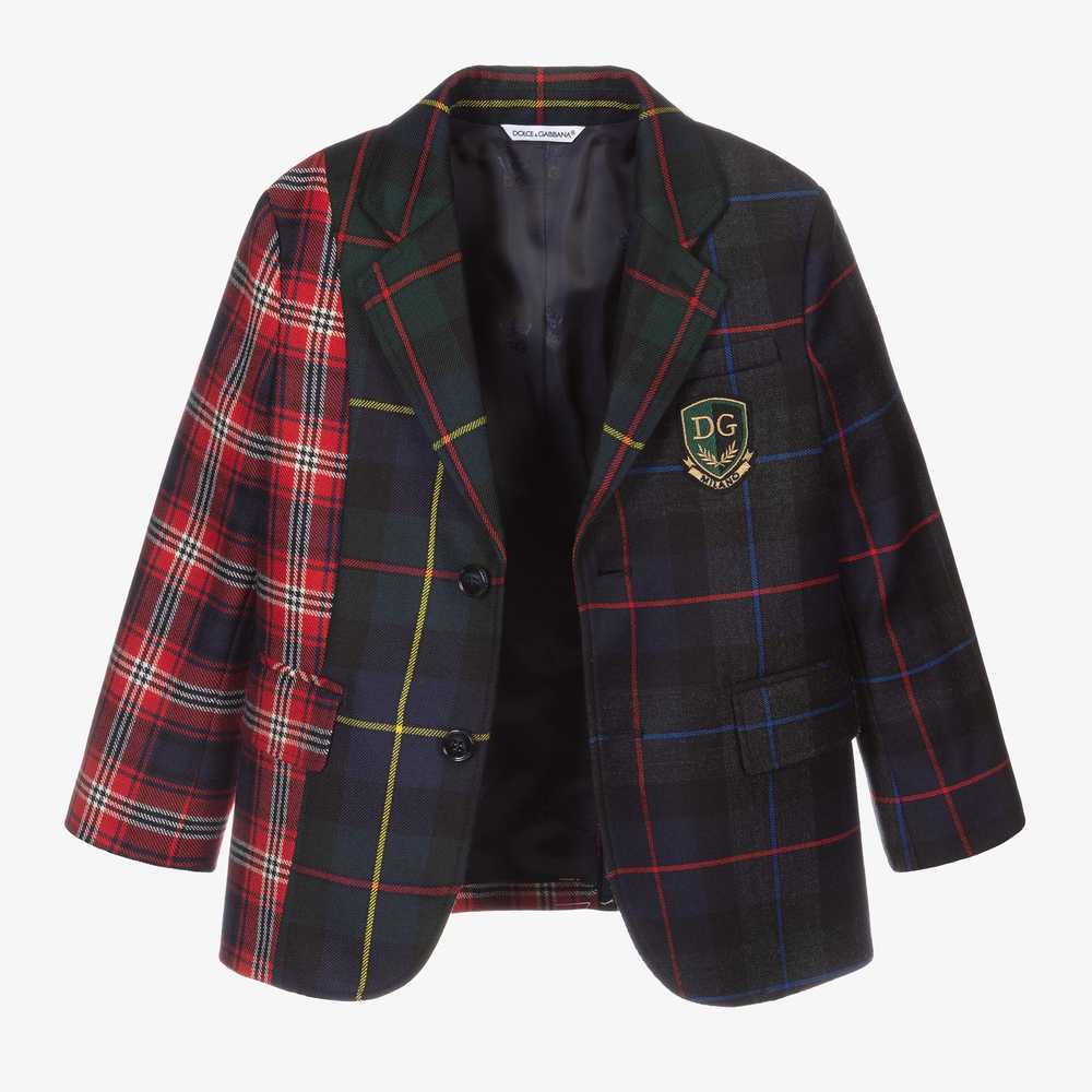 Dolce & Gabbana-Шерстяной блейзер в клетку для мальчиков | Childrensalon Outlet