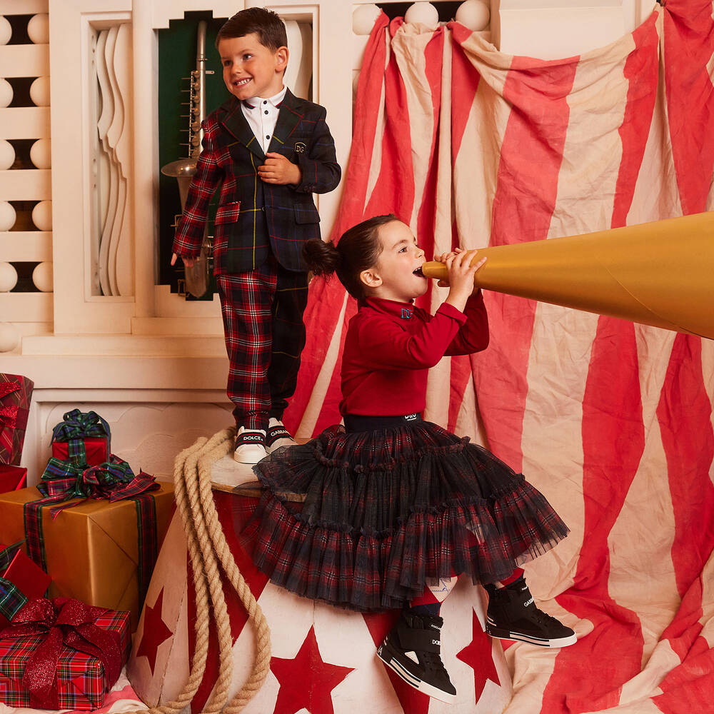 Dolce & Gabbana-Шерстяной блейзер в клетку для мальчиков | Childrensalon Outlet