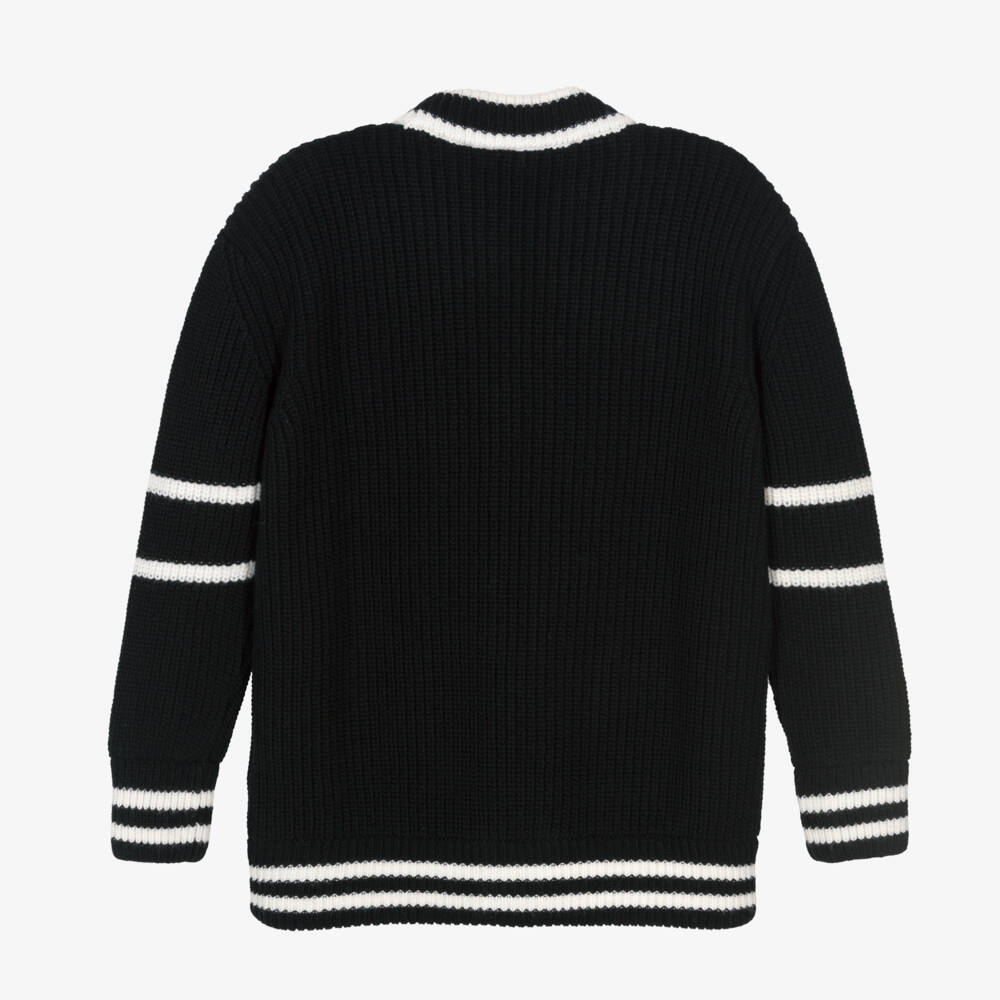 Dolce & Gabbana-Boys Wool Knit Black Cardigan | Childrensalon Outlet