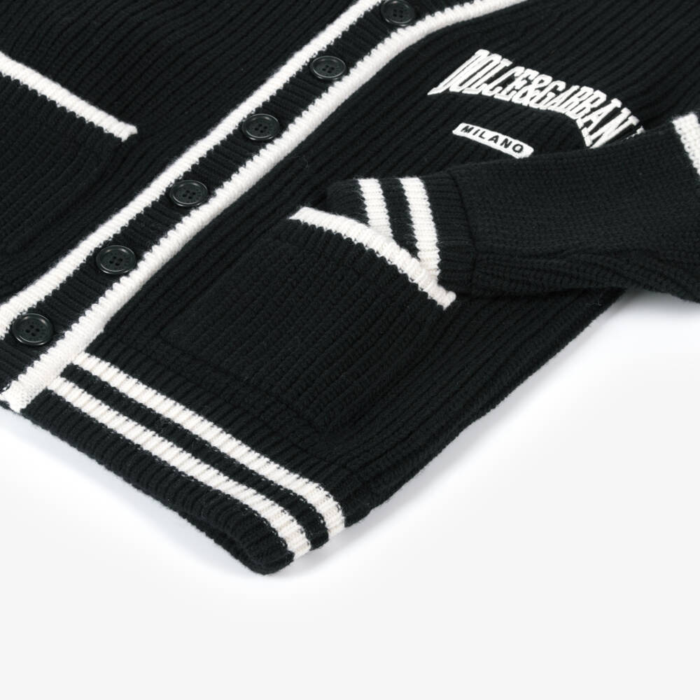 Dolce & Gabbana-Boys Wool Knit Black Cardigan | Childrensalon Outlet