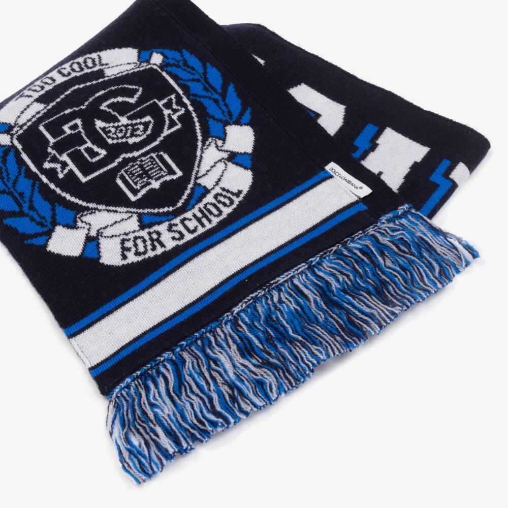 Dolce & Gabbana-Boys Wool Knit Navy Scarf | Childrensalon Outlet