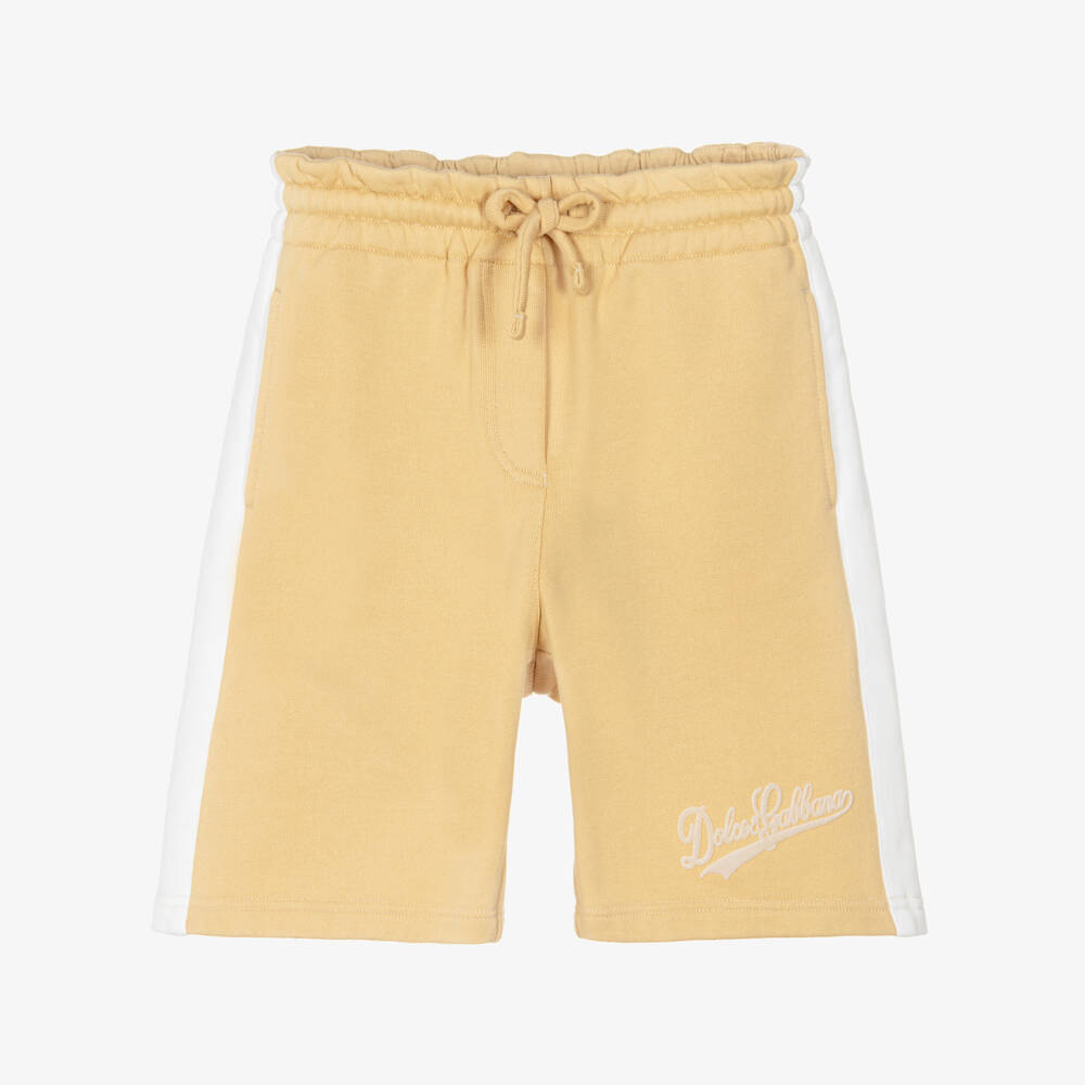 Dolce & Gabbana-Boys Yellow Cotton Jersey Drawstring Shorts | Childrensalon Outlet