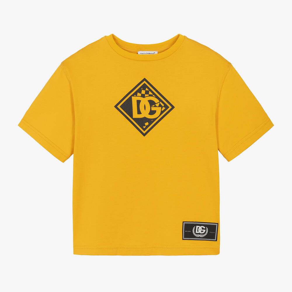 Dolce & Gabbana-Boys Yellow Cotton T-Shirt | Childrensalon Outlet