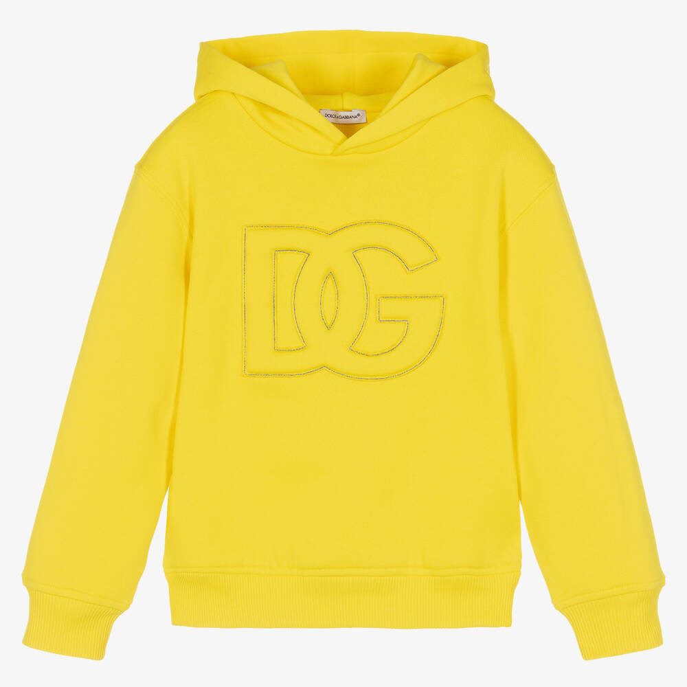 Dolce & Gabbana - Sweat à capuche jaune DG garçon | Childrensalon