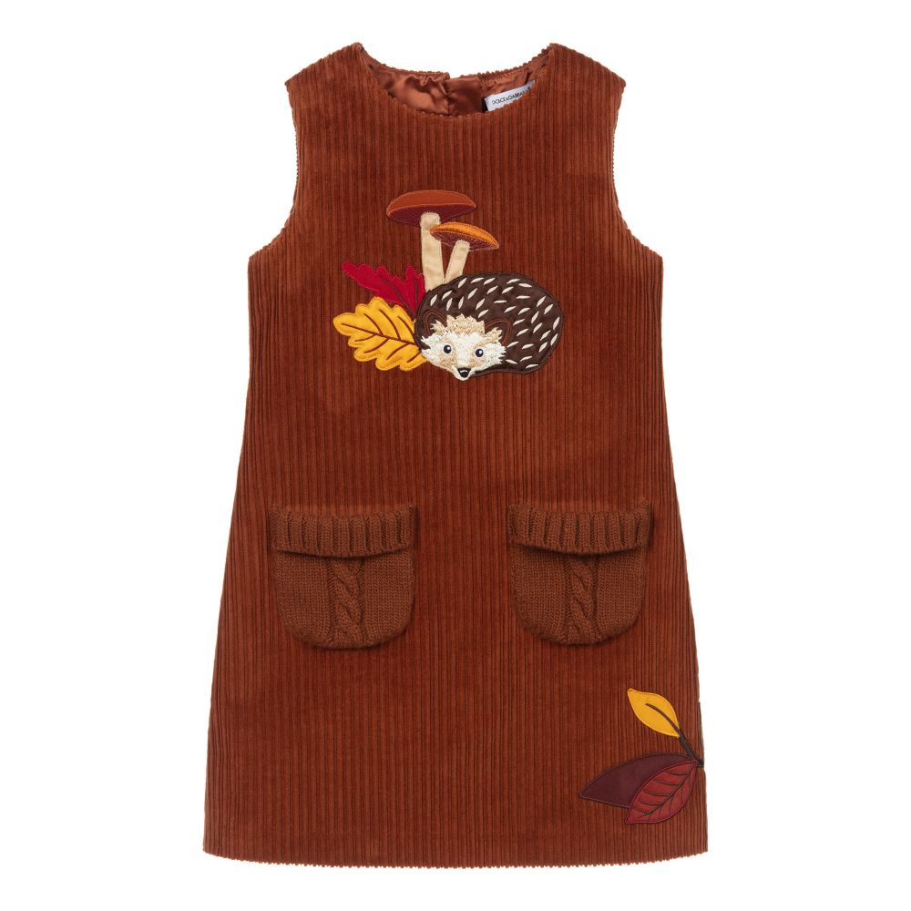 Dolce & Gabbana - Brown Hedgehog Corduroy Dress | Childrensalon