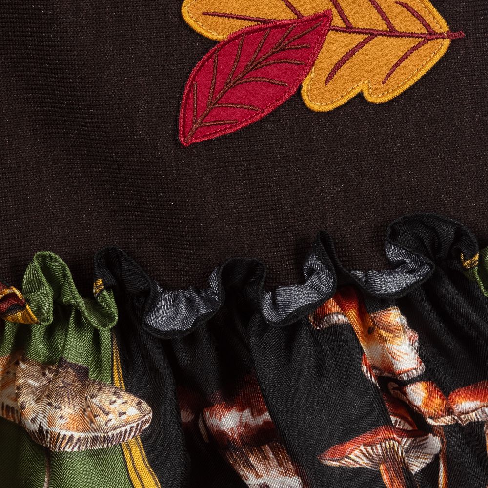 Dolce & Gabbana-فستان صوف وحرير لون بنّي داكن | Childrensalon Outlet