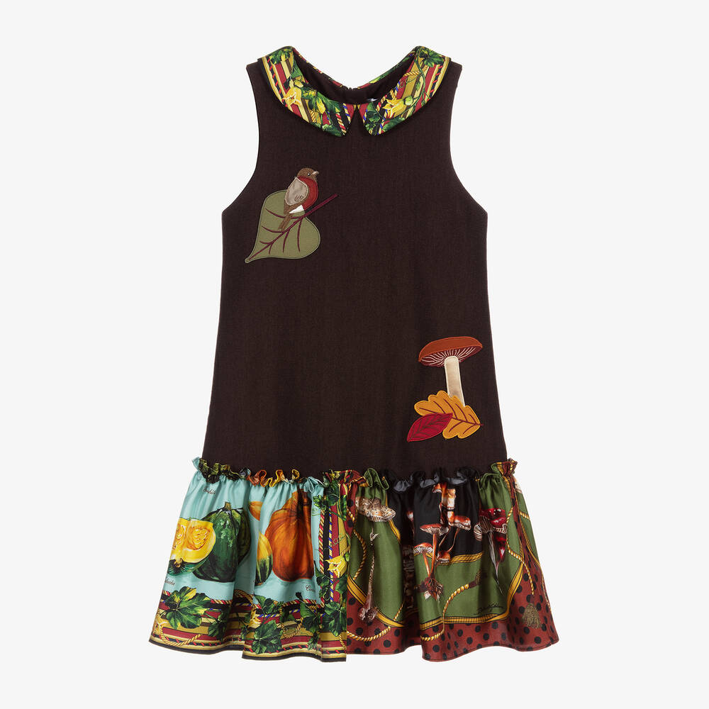 Dolce & Gabbana - Robe marron en laine et soie | Childrensalon