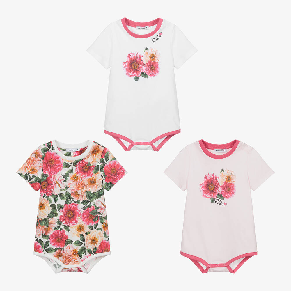 Dolce & Gabbana - Camellia Bodyvests (3 Pack) | Childrensalon