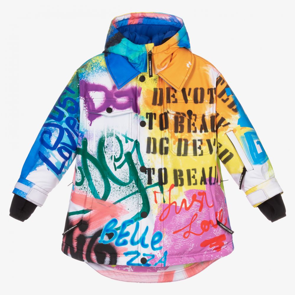 Dolce & Gabbana - Разноцветная лыжная куртка с граффити | Childrensalon