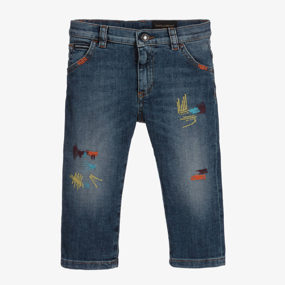 Dolce & Gabbana - Denim Multicolour Stitch Jeans | Childrensalon