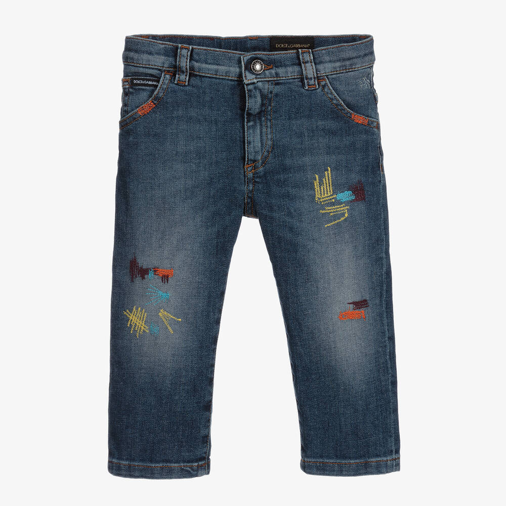 Dolce & Gabbana-Denim Multicolour Stitch Jeans | Childrensalon Outlet