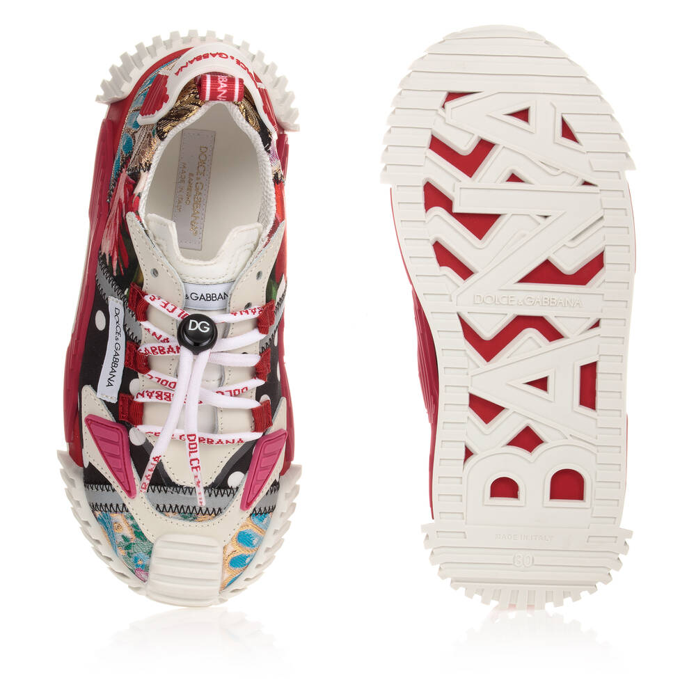 Dolce & Gabbana-ترينرز قماش وجلد بطبعة ورود للبنات | Childrensalon Outlet