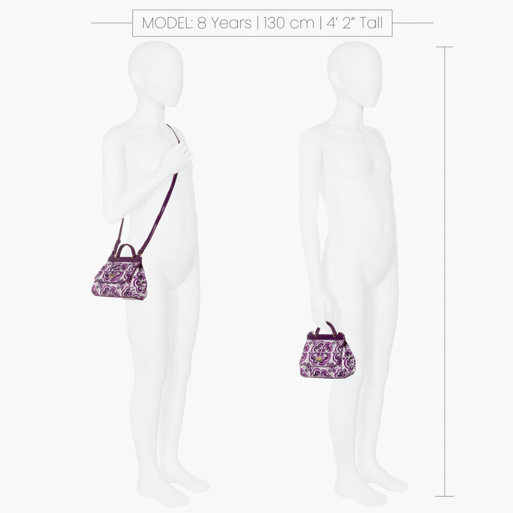 Dolce & Gabbana-Gils Purple Majolica Print Patent Leather Handbag (14cm) | Childrensalon Outlet