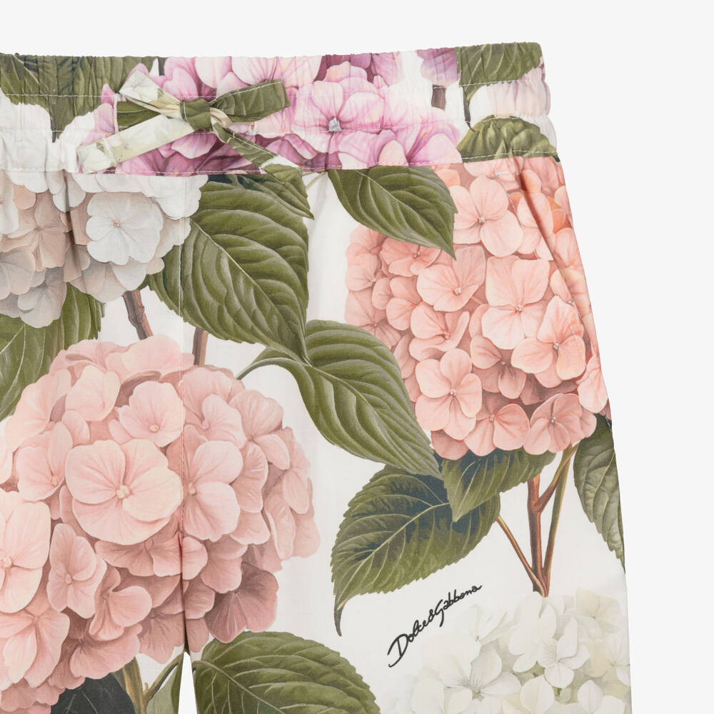 Dolce & Gabbana-Girl's White Flower Cotton Bottoms | Childrensalon Outlet