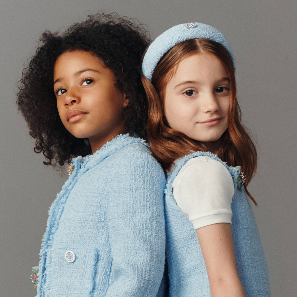 Dolce & Gabbana-Ободок из лазурного твида с блеском для девочек | Childrensalon Outlet