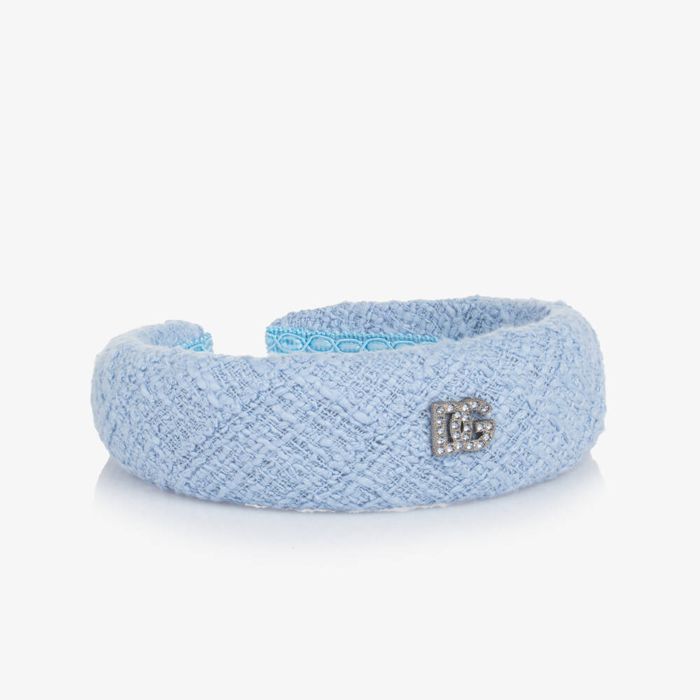 Dolce & Gabbana-Ободок из лазурного твида с блеском для девочек | Childrensalon Outlet