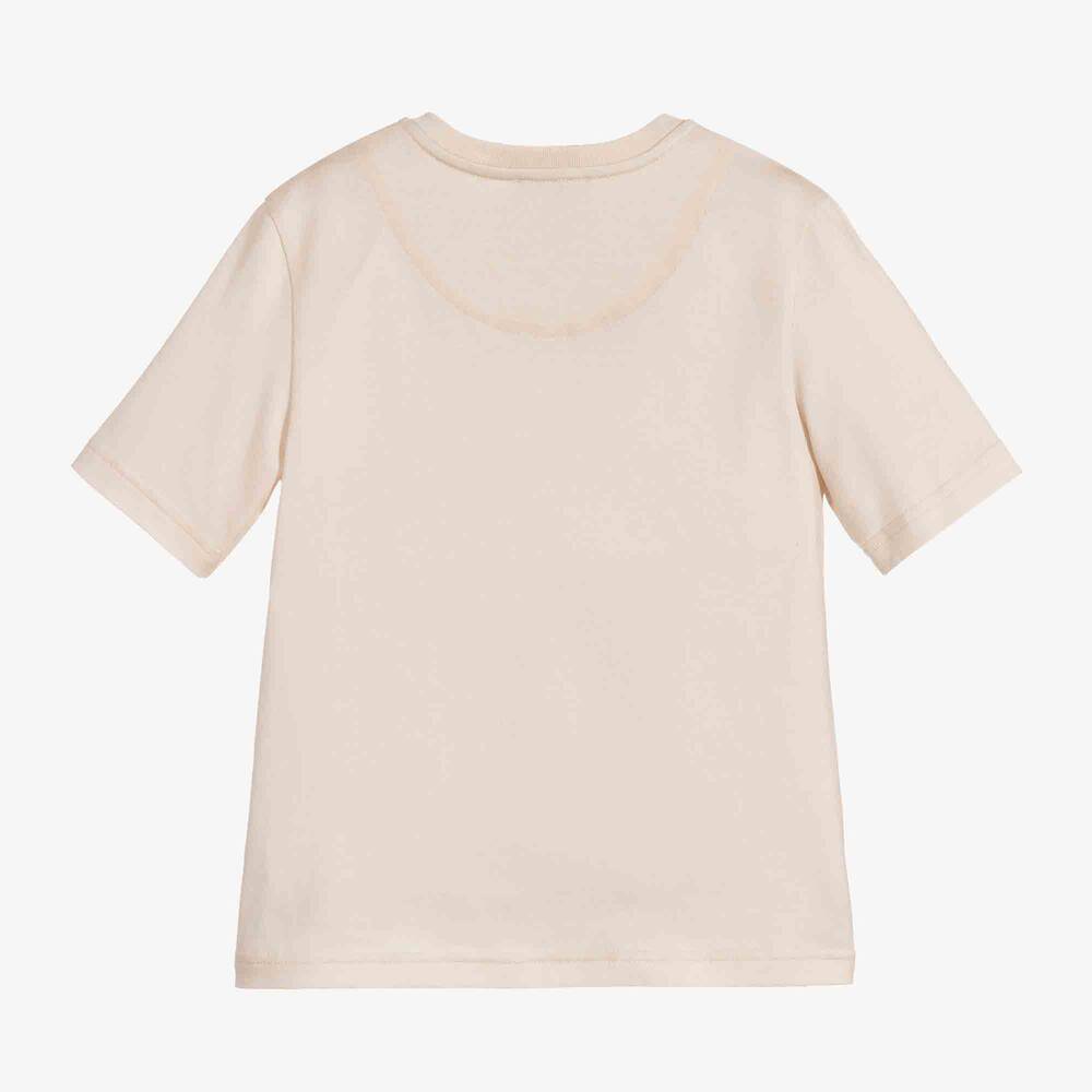 Dolce & Gabbana-Girls Beige Cotton T-Shirt | Childrensalon Outlet